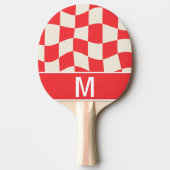 Custom monogram elegant white red squares pattern tischtennis schläger (Vorderseite)