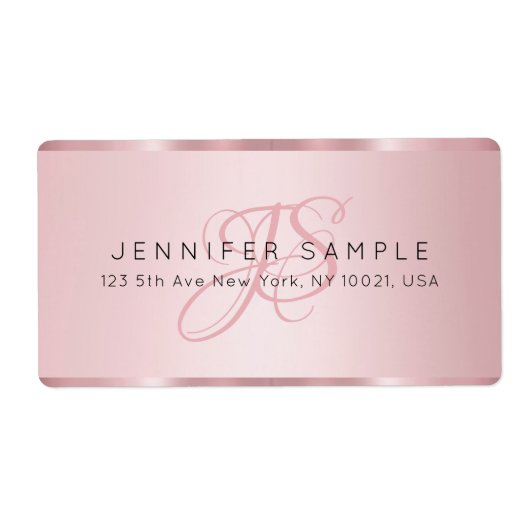 Custom Monogram Elegante Rose Gold Shipping (Vorne)