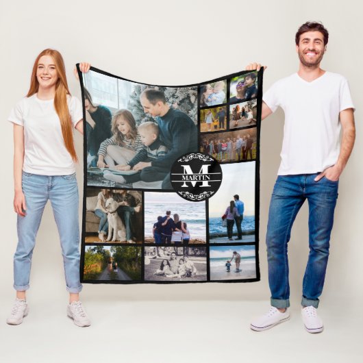 Custom Monogram Family 12 Foto Collage Fleecedecke (Beispiel)