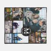 Custom Monogram Family 12 Foto Collage Fleecedecke (Vorderseite (Horizontal))