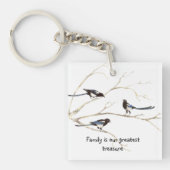 Custom Monogram Family Quote Magpie Birds Schlüsselanhänger (Vorderseite)