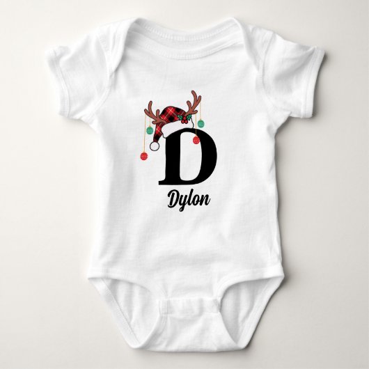 Custom Monogram Family Weihnachten Karierte Weihna Baby Strampler (Vorderseite)