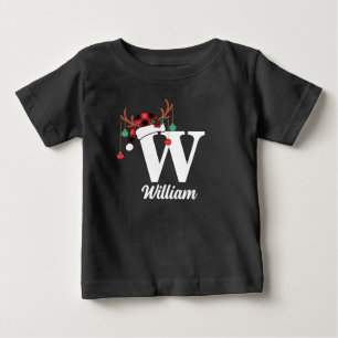 Custom Monogram Family Weihnachten Karierte Weihna Baby T-shirt