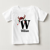 Custom Monogram Family Weihnachten Karierte Weihna Baby T-shirt (Vorderseite)