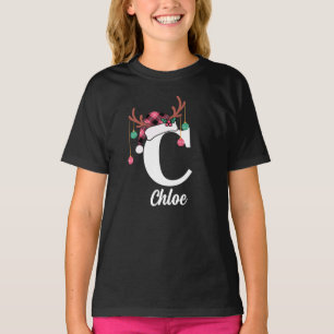 Custom Monogram Family Weihnachten Karierte Weihna T-Shirt