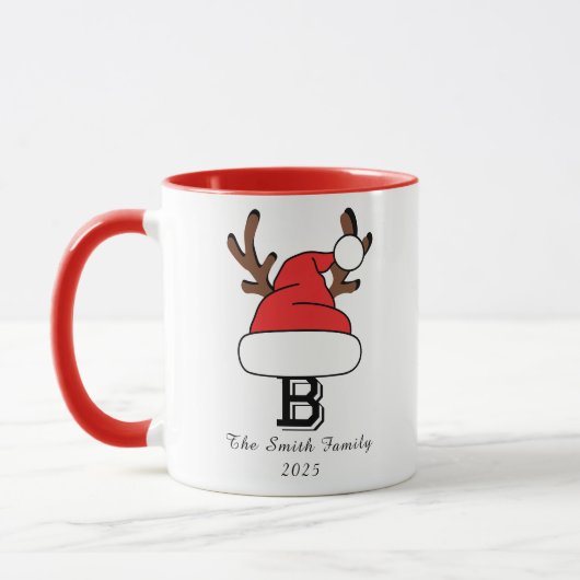 Custom Monogram Family Weihnachten Tasse (Links)