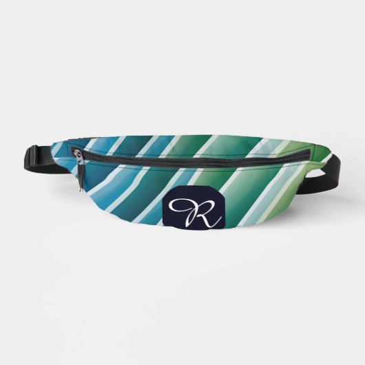 Custom Monogram Fanny Pack - Abstrakt Blue Green Bauchtasche (Vorderseite)