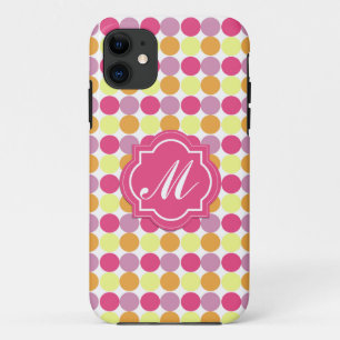 Custom Monogram farbenfrohe Dots iPhone Case