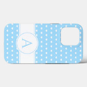 Custom Monogram fein hellblau und weiß Case-Mate iPhone Hülle (Rückseite (Horizontal))