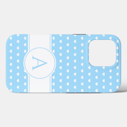 Custom Monogram fein hellblau und weiß Case-Mate iPhone Hülle (Rückseite (Horizontal))