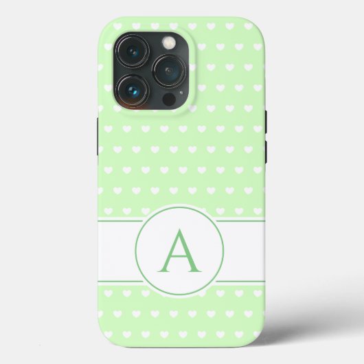 Custom Monogram fein hellgrün und weiß Case-Mate iPhone Hülle (Rückseite)