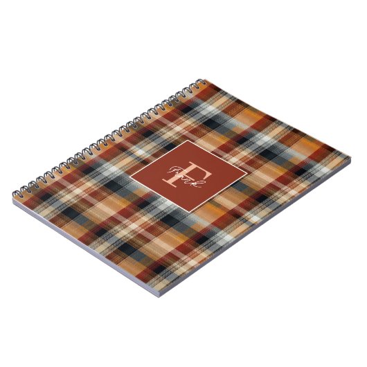 Custom Monogram Festive Gingham Style Pattern Notizblock (Linke Seite)