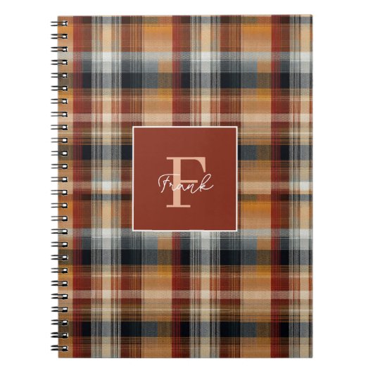 Custom Monogram Festive Gingham Style Pattern Notizblock (Vorderseite)