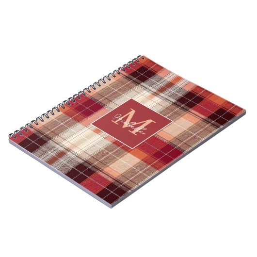 Custom Monogram Festive Gingham Style Pattern Notizblock (Linke Seite)