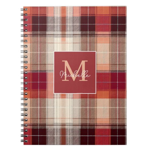 Custom Monogram Festive Gingham Style Pattern Notizblock (Vorderseite)