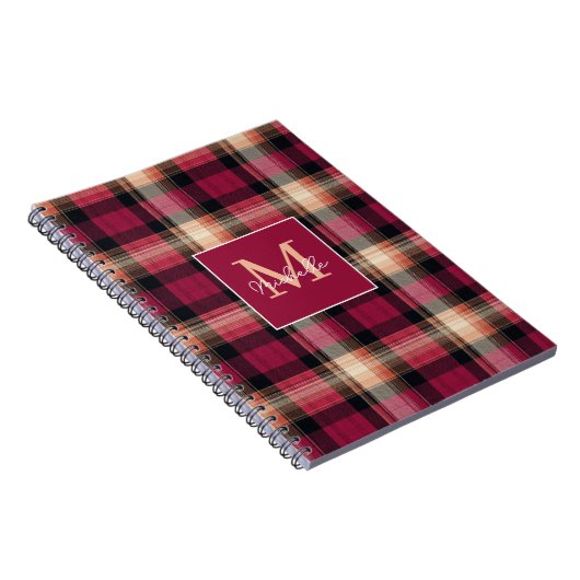 Custom Monogram Festive Gingham Style Pattern Notizblock (Rechte Seite)