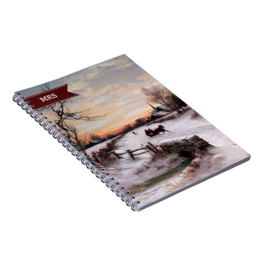 Custom Monogram Fine Art Weihnachtsgeschenk Notizblock (Rechte Seite)