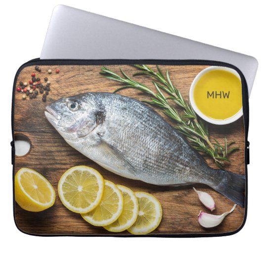 Custom Monogram Fish Dorado Laptopschutzhülle (Vorderseite)