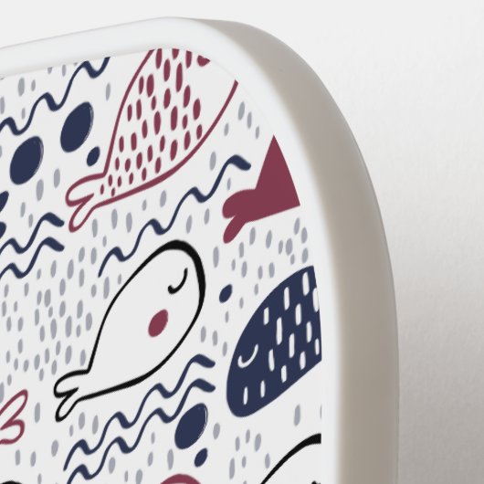 Custom Monogram Fish Pattern Pickleball Schläger (Linke Seite)