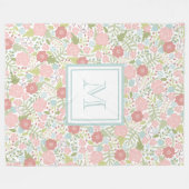 Custom Monogram Fleece Blanket floral Pastell Cosy (Vorderseite (Horizontal))
