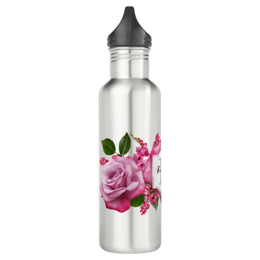 Custom Monogram - Floral Edelstahlflasche (Links)