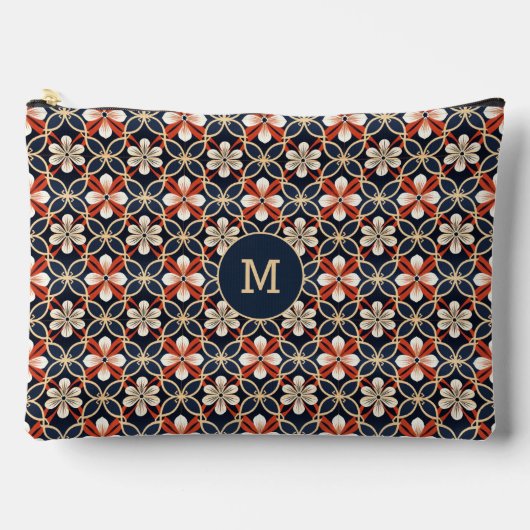Custom Monogram Floral Japanisches Muster Zubehörtasche (Vorderseite)