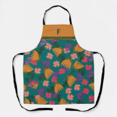 Custom monogram floral moderne grüne Frau Schürze (Vorderseite)