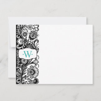 Custom Monogram Floral Sidebar Notecard Mitteilungskarte