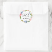 Custom Monogram Floral Wedding Round Sticker Gefal (Tasche)