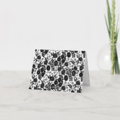 Custom Monogram Flower Pattern Black and White Dankeskarte (Rückseite)