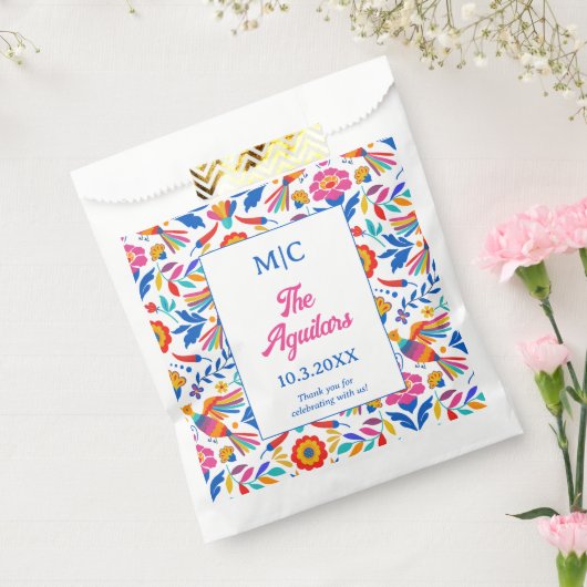 Custom Monogram Folk Art Floral Fiesta Wedding Geschenktütchen (Versiegelt)