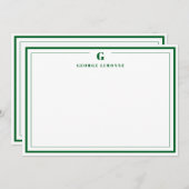 Custom Monogram Forest Green Border Stationery  Mitteilungskarte (Vorne/Hinten)