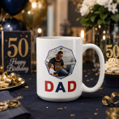 Custom Monogram Foto 50. Vater Großpa Geburtstag Kaffeetasse