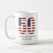 Custom Monogram Foto 50. Vater Großpa Geburtstag Kaffeetasse (Links)