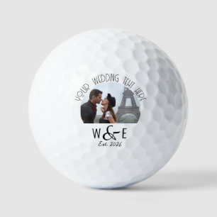 Custom Monogram Foto Art Deco Hochzeit Golf Balls Golfball