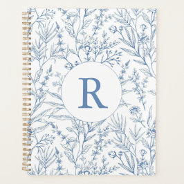 Custom Monogram French Toile Blue Floral 2025 Planer