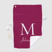 Custom Monogram Fuchsia White Golfhandtuch (Insitu)