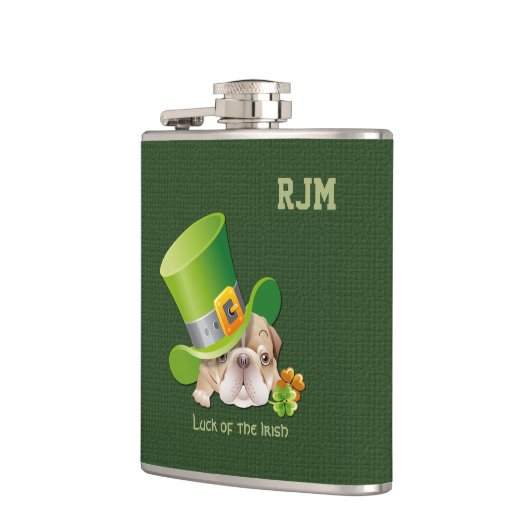 Custom Monogram Funny Bulldog Gift Flachmann (Links)