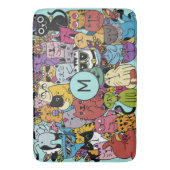 Custom Monogram Funny Cats Illustration Badematte (Vorderseite Vertikal)