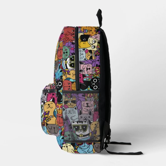 Custom Monogram Funny Cats Illustration Bedruckter Rucksack (Rechts)