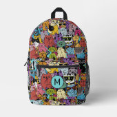 Custom Monogram Funny Cats Illustration Bedruckter Rucksack (Vorderseite)