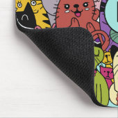 Custom Monogram Funny Cats Illustration Mousepad (Ecke)