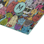 Custom Monogram Funny Cats Illustration Schneidebrett (Ecke)