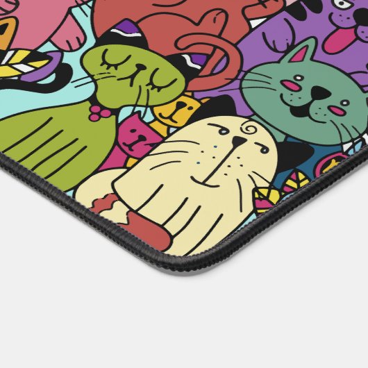 Custom Monogram Funny Cats Illustration Schreibtischunterlage (Ecke)