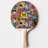 Custom Monogram Funny Cats Illustration Tischtennis Schläger (Rückseite)