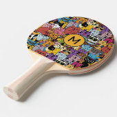 Custom Monogram Funny Cats Illustration Tischtennis Schläger (Vorderseite)