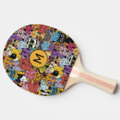 Custom Monogram Funny Cats Illustration Tischtennis Schläger (Seitenansicht)
