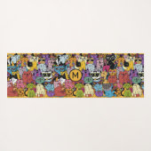 Custom Monogram Funny Cats Illustration Yogamatte (Rückseite (Horizontal))
