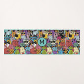 Custom Monogram Funny Cats Illustration Yogamatte (Vorderseite (Horizontal))