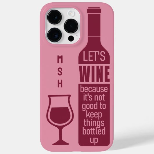 Custom Monogram Funny Wine Quote Case-Mate iPhone Hülle (Rückseite)